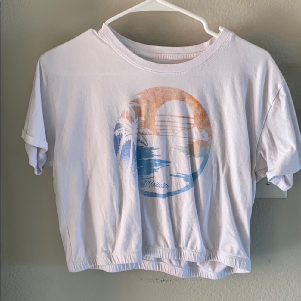 Hollister Beach-Themed Crop-top Short-sleeved Tee